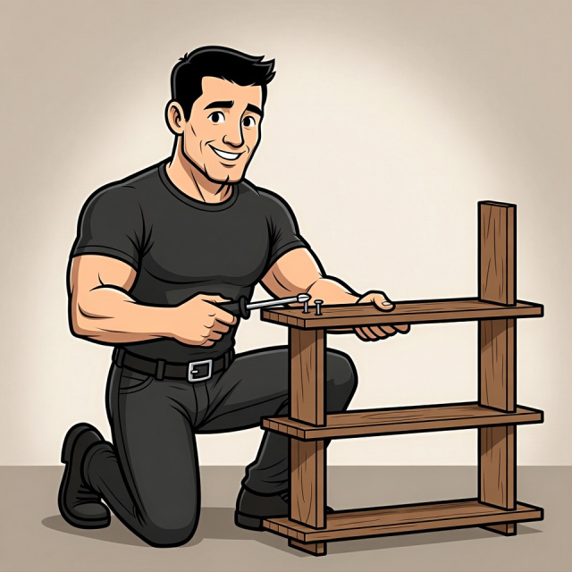 handyman installing shelf